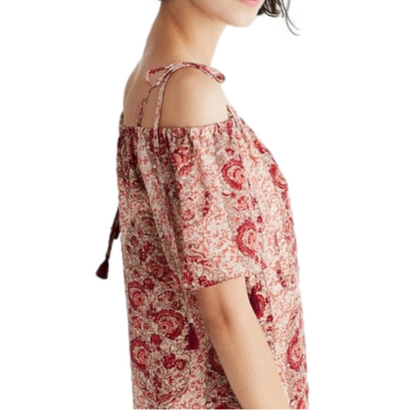 Nwt | Madewell Silk Cold-Shoulder Dress in Watercolor Paisley Size XS - Picture 6 of 13
